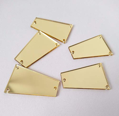 50 Stück Trapez-Spiegel-Strasssteine, flache Rückseite, goldfarben, Acryl, zum Aufnähen, für Kleidung, Dekoration (Gold) von MEYA