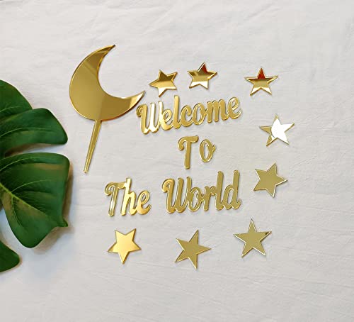 Kuchendekoration mit Mondstern, Acryl, Welcome To The World Twink Star Kuchendekoration, Babyshower Kuchendekoration von MEYA