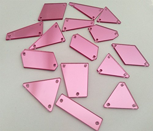 Acryl-Spiegelperlen zum Aufnähen mit flacher Rückseite, Spiegelperlen mit Loch für DIY, Hochzeitskleid, Kleidung, Taschen, Schuhe, Dekoration, Zubehör (Rosa) von MEYA