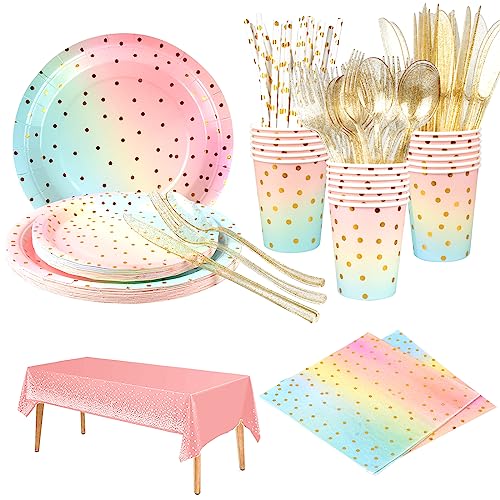 MEYDLL 161 Stück Partygeschirr Set, Pappteller Kindergeburtstag, Pappteller Geburtstag, Party Geschirrset Teller Tischdecke Becher Servietten zum Geburtstag, Hochzeiten, Jubiläums MEYDLL 161 Stück Partygeschirr Set, Pappteller Kindergeburtstag, Pappteller Geburtstag, Party Geschirrset Teller Tischdecke Becher Servietten zum Geburtstag, Hochzeiten, Jubiläums von MEYDLL