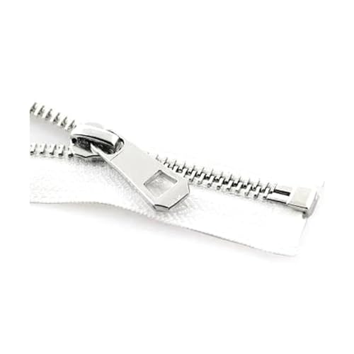 MEYINGOU Reißverschlüsse für Aufnähen，Offener Reißverschlus 1 Stück 5# Metallreißverschluss offener Reißverschluss for Nähen von Daunenjacken, Mänteln, Kleidung, Nähzubehör(White,85cm) von MEYINGOU