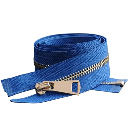 MEYINGOU Reißverschlüsse für Aufnähen，Offener Reißverschlus 1pc 5# 85cm Metall Reißverschluss, Offenes Ende Zip Jacke Verschluss Kleidungsstück Nähen(Blue) von MEYINGOU