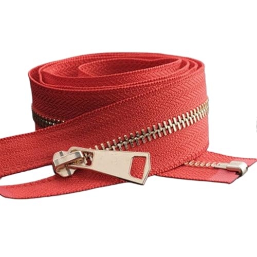 MEYINGOU Reißverschlüsse für Aufnähen，Offener Reißverschlus 1pc 5# 85cm Metall Reißverschluss, Offenes Ende Zip Jacke Verschluss Kleidungsstück Nähen(Red) von MEYINGOU