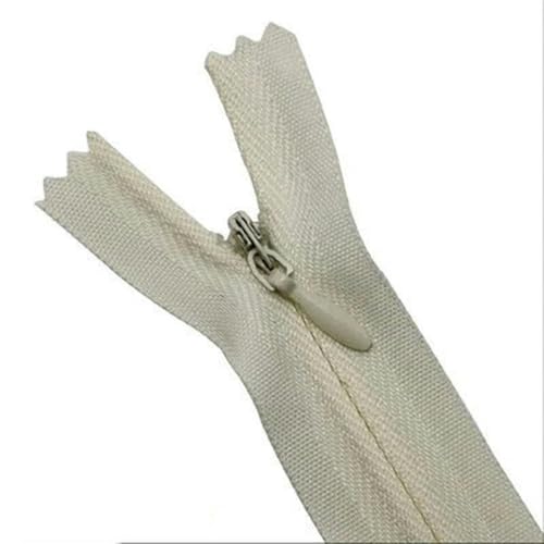 MEYINGOU Reißverschlüsse für Aufnähen，Offener Reißverschlus 2 stück Nylon Unsichtbarer Reißverschluss Einzelnen Ende Stoff Reißverschluss DIY Nähen Handwerk Zubehör(Beige,30cm) von MEYINGOU