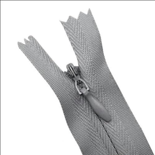 MEYINGOU Reißverschlüsse für Aufnähen，Offener Reißverschlus 2 stück Nylon Unsichtbarer Reißverschluss Einzelnen Ende Stoff Reißverschluss DIY Nähen Handwerk Zubehör(Gray,50cm) von MEYINGOU