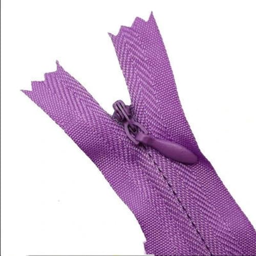 MEYINGOU Reißverschlüsse für Aufnähen，Offener Reißverschlus 2 stück Nylon Unsichtbarer Reißverschluss Einzelnen Ende Stoff Reißverschluss DIY Nähen Handwerk Zubehör(Purple,40cm) von MEYINGOU