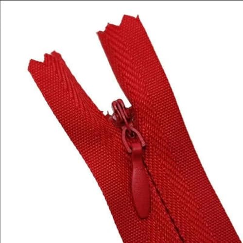 MEYINGOU Reißverschlüsse für Aufnähen，Offener Reißverschlus 2 stück Nylon Unsichtbarer Reißverschluss Einzelnen Ende Stoff Reißverschluss DIY Nähen Handwerk Zubehör(Red,50cm) von MEYINGOU
