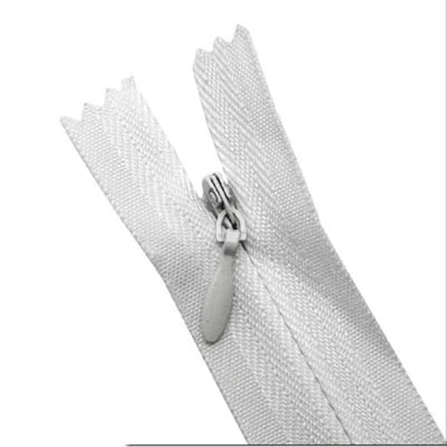 MEYINGOU Reißverschlüsse für Aufnähen，Offener Reißverschlus 2 stück Nylon Unsichtbarer Reißverschluss Einzelnen Ende Stoff Reißverschluss DIY Nähen Handwerk Zubehör(White,30cm) von MEYINGOU