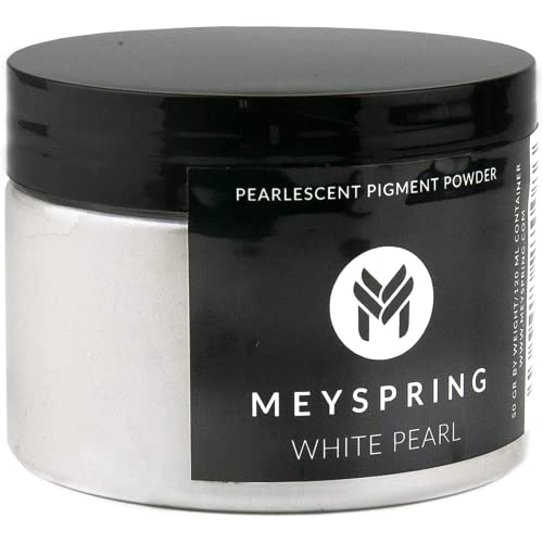 MEYSPRING White Pearl Mica Powder - 50g - Weißes Harzpigment - Weißes Glimmerpulver für Epoxidharzkunst - Weißes Epoxidpigment und UV-Harzfarbe - Glimmerpulver für Epoxidharz - Harzpulverpigment MEYSPRING White Pearl Mica Powder - 50g - Weißes Harzpigment - Weißes Glimmerpulver für Epoxidharzkunst - Weißes Epoxidpigment und UV-Harzfarbe - Glimmerpulver für Epoxidharz - Harzpulverpigment von MEYSPRING