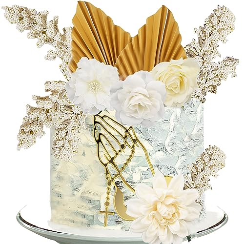 MEZHEN Boho Tortenaufsatz Dekoration Kreuz Hände Gold Acryl Tortendeko Blume Gold Palmenblätter Torte Deko für Taufe Geburtstag Hochzeit Babyparty Kommunion 13 Stück MEZHEN Boho Tortenaufsatz Dekoration Kreuz Hände Gold Acryl Tortendeko Blume Gold Palmenblätter Torte Deko für Taufe Geburtstag Hochzeit Babyparty Kommunion 13 Stück von MEZHEN