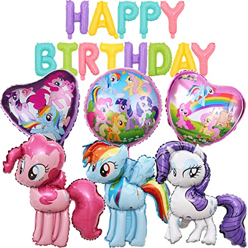 MEZHEN Einhorn Geburtstag Deko Pony Folienballon Kindergeburtstag Deko Luftballon Girlande Happy Birthday Banner Ballon Einhorn Geburtstagsparty Geburtstagsdeko Babyparty von MEZHEN