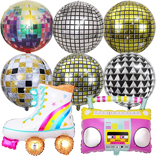 MEZHEN Folienballon Disco Party Deko Ballons Discokugel Luftballons 70er 80er 90er Dekoration Geburtstag Helium Ballon Radio BoomBox Luftballon Retro Disco Hip Hop Themenparty von MEZHEN