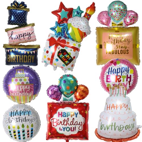 MEZHEN Folienballon Geburtstag Luftballons Happy Birthday Luftballon Folie Ballon Geburtstagskuchen Geschenk Luftballons Helium Kindergeburtstag Deko Happy Birthday von MEZHEN