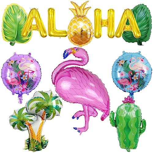 MEZHEN Folienballon Hawaii Flamingo Luftballons Tropische palmblätter Heliumballon Ananas Kaktus Hawaii Tropical Party Ballons Dekoration für Hawaii Beach Party Hochzeit Sommer Party 9 Stück von MEZHEN