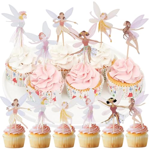 MEZHEN Tortendeko Fee Kuchen Deko Geburtstag Torte Deko Fairy Cake Topper Muffin Feen Kuchendeko Geburtstagsdeko Kindergeburtstag 48 Stück MEZHEN Tortendeko Fee Kuchen Deko Geburtstag Torte Deko Fairy Cake Topper Muffin Feen Kuchendeko Geburtstagsdeko Kindergeburtstag 48 Stück von MEZHEN