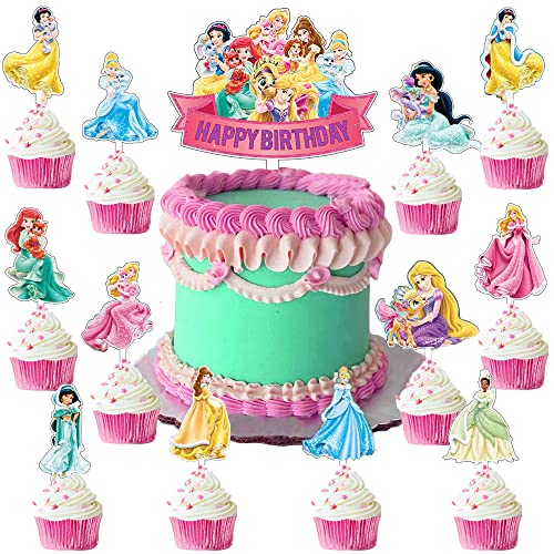 MEZHEN Tortendeko Prinzessinnen Cake Toppers Meerjungfrau Kuchen Dekoration Geburtstag Princess Tortendeko Geburtstag Mädchen Kuchen Topper 13 pcs von MEZHEN