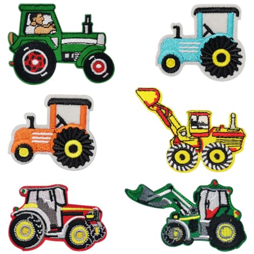 MEZHEN Traktor Patch zum Aufbügeln Bügelflicken Kinder Traktor Bestickt Aufbügler Patch für Kleidung Applique Flicken Patches für DIY T-Shirt Jeans 12 Stück von MEZHEN