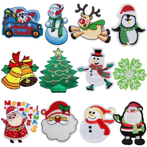 MEZHEN Weihnachten Patches Zum Aufbügeln Weihnachtsmann Weihnachtsbaum Schneemann Bügelflicken Kinder DIY Aufnäher Applikation Flicken Zum Aufbügeln Kleidung T-Shirt Jeans Taschen Flicken Patches von MEZHEN