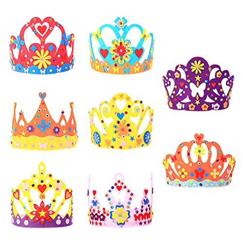 MEZOOM 8Stk Prinzessin Kronen DIY Kinderkronen zum Basteln Königin Partyhüte Mädchen Filzkrone für Prinzessin Party Geburtstag Geschenk Karneval Kostüm Foto Requisite von MEZOOM