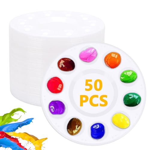 50 x Farbpaletten-Tabletts, 10 Mulden, Kunststoff-Farbwanne mit zentralem Mischbereich, wiederverwendbare Aquarellpalette für Künstler, Kinder, Klassenzimmer, Bastelarbeiten, Cupcake-Dekoration (16,6 50 x Farbpaletten-Tabletts, 10 Mulden, Kunststoff-Farbwanne mit zentralem Mischbereich, wiederverwendbare Aquarellpalette für Künstler, Kinder, Klassenzimmer, Bastelarbeiten, Cupcake-Dekoration (16,6 von MFBJXC