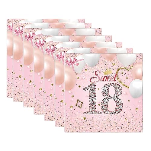 MFCGHXR 40 Stück Rosa Diamant Geburtstags Servietten, Happy Birthday 18 geburtstag Servietten, 3-Lagig Milestone 18 geburtstagTischdekoration Papierservietten für Junge mädchen Geburtstag Party von MFCGHXR
