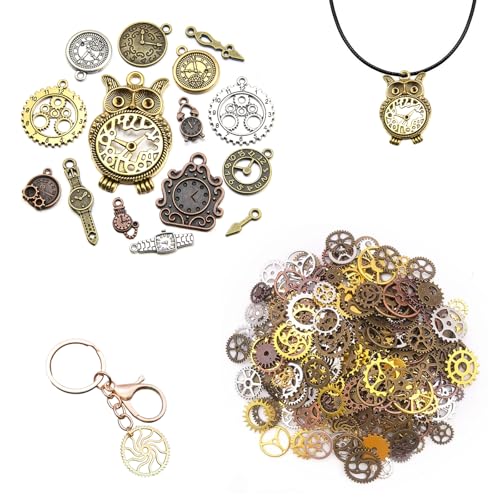 MFCGHXR Steampunk Zubehör Set – DIY Schmuck & Dekoration – Retro Zahnrad Anhänger, Totenkopf Pendel – Für Armbänder, Ketten, Schlüsselanhänger, Handwerk – 100g Set MFCGHXR Steampunk Zubehör Set – DIY Schmuck & Dekoration – Retro Zahnrad Anhänger, Totenkopf Pendel – Für Armbänder, Ketten, Schlüsselanhänger, Handwerk – 100g Set von MFCGHXR