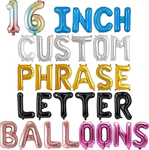Personalisierte Luftballons mit Buchstaben - Freie Auswahl von 16 Zoll Ballons für Name, Geburtstag, Baby Shower, Geschäftliche Anlässe - Erstelle deine eigene Phrase oder Banner (16 Zoll) von MFJS