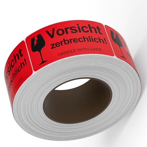 MFLABEL 500 Stück Vorsicht zerbrechlich Stickers (100x50mm) Fragile Stickers Warnetiketten Moving Warnhinweis Aufkleber von MFLABEL