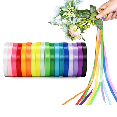 Satinband 18 Farben 22m X 10mm, Schleifenband Geschenkband Bänder zum Basteln für Heimwerkerkunst handwerk, Geschenk Verpackung, Schleifen, Hochzeitsdekoration von MFLABEL