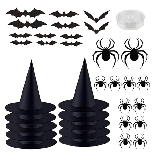 MFYOUPK Hexenhut - Wandschmuck Halloween | Mit Spinnen Aufklebern Für Kostüm Requisiten Zimmer Flur Vordereingang Tür Garten Baum MFYOUPK Hexenhut - Wandschmuck Halloween | Mit Spinnen Aufklebern Für Kostüm Requisiten Zimmer Flur Vordereingang Tür Garten Baum von MFYOUPK