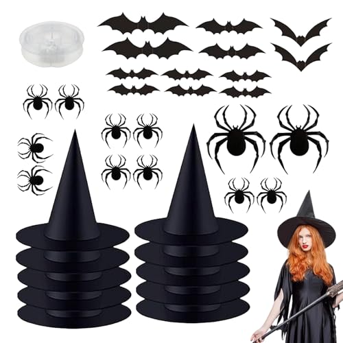 MFYOUPK Schwarzer Hexenhut | Wandschmuck Halloween,Mit Spinnen Aufklebern Für Kostüm Requisiten Zimmer Flur Vordereingang Tür Garten Baum Dekoration MFYOUPK Schwarzer Hexenhut | Wandschmuck Halloween,Mit Spinnen Aufklebern Für Kostüm Requisiten Zimmer Flur Vordereingang Tür Garten Baum Dekoration von MFYOUPK