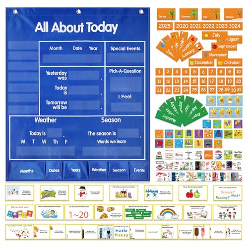 MFYOUPK Taschendiagramm für Klassenzimmer, großer Klassenzimmer-Kalender, Taschendiagramm, Schulbedarf, Lernzentrum, Zeitplan für Zeit, Wetter, Jahreszeit, Kindergarten, Studenten, Lehrer, Heimschule MFYOUPK Taschendiagramm für Klassenzimmer, großer Klassenzimmer-Kalender, Taschendiagramm, Schulbedarf, Lernzentrum, Zeitplan für Zeit, Wetter, Jahreszeit, Kindergarten, Studenten, Lehrer, Heimschule von MFYOUPK