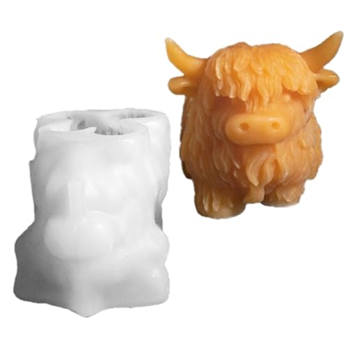 MFYOUPK Tierformen Für Epoxidharz,Niedliche Silikonformen | Schottisches Hochlandrind Designform Für Wachs Kuchen Lebensmittel Süßigkeiten Backen Kerze Schokolade Snacks von MFYOUPK
