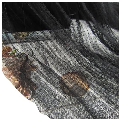 Falten-Netzstoff mit Rüschen, Akkordeon, plissiert, Tüllstoff für Kleid, Rock, Abendkleider, 155 cm breit, LX179 (schwarze Punkte, gerade 5 m) von MFfly