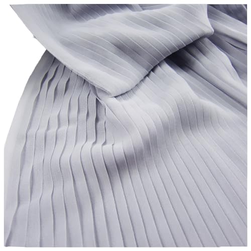 LX177 Rüschen-Organza-Stoff, plissiert, Perle, Chiffon, Faltenstoff für Kleid, Rock, Kostüm, Nähen, Bastelmaterialien, 150 cm breit (grau, gerade 0,5 m) von MFfly