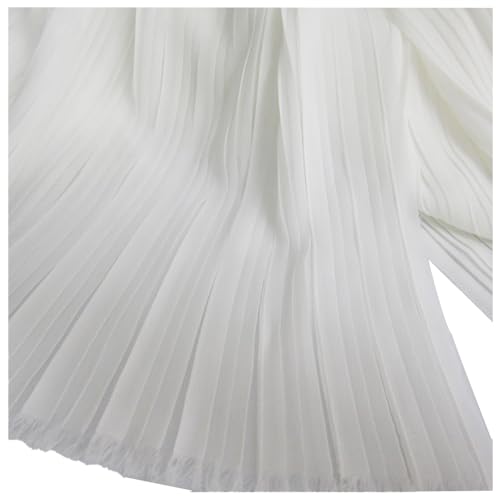 LX178 Rüschen-Organza-Stoff, plissiert, Perle, Chiffon, Faltenstoff für Kleid, Rock, Kostüm, Nähen, Bastelmaterialien, 150 cm breit (gebrochenes Weiß, gerade 0,5 m) von MFfly