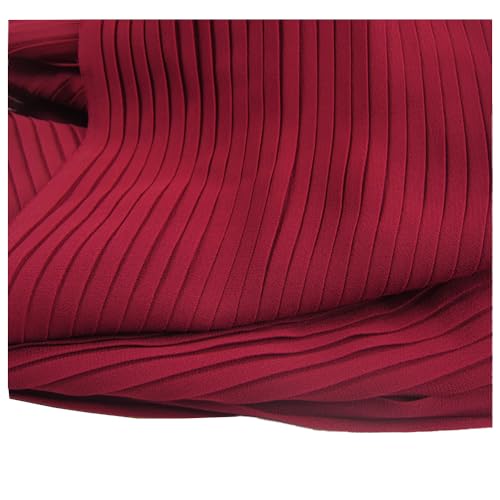 MFfly Faltenstoff mit Rüschen, Organ, Perlen, Chiffon, für Kleid, Rock, Kostüm, Nähen, Bastelmaterialien, 150 cm breit, LX177 (Weinrot, gerade 0,5 m) von MFfly
