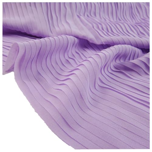 MFfly LX177 Faltenstoff mit Rüschen, Chiffon, Perlen, Chiffon, Faltenstoff für Kleid, Rock, Kostüm, Nähen, Bastelmaterialien, 150 cm breit, (Lavendelviolett, gerade 2 m) von MFfly