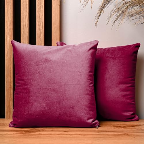 2er Set Kissenbezug 30x30 cm rot quadratisch - aus Samtstoff, mit Reißverschluss - dekorative Kissenbezüge für Kissen 30x30, Deko Schlafzimmer, Deko Wohnzimmer 2er Set Kissenbezug 30x30 cm rot quadratisch - aus Samtstoff, mit Reißverschluss - dekorative Kissenbezüge für Kissen 30x30, Deko Schlafzimmer, Deko Wohnzimmer von MG Design