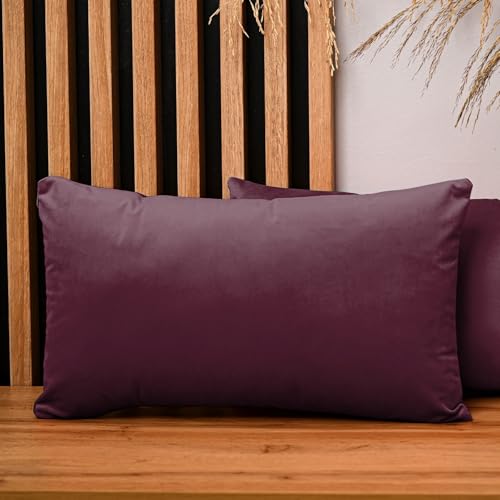 2er Set Kissenbezug 30x50 cm dunkelrot quadratisch - aus Samtstoff, mit Reißverschluss - dekorative Kissenbezüge für Kissen 30x50, Deko Schlafzimmer, Deko Wohnzimmer von MG Design