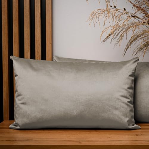 MG Design 2er Set Kissenbezug 30x50 cm grau-braun rechteck - aus Samtstoff, mit Reißverschluss - dekorative Kissenbezüge für Kissen 30x50, Deko Schlafzimmer, Deko Wohnzimmer MG Design 2er Set Kissenbezug 30x50 cm grau-braun rechteck - aus Samtstoff, mit Reißverschluss - dekorative Kissenbezüge für Kissen 30x50, Deko Schlafzimmer, Deko Wohnzimmer von MG Design