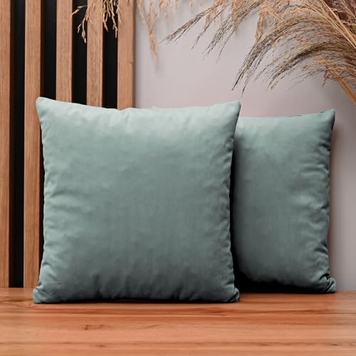 2er Set Kissenbezug 35x35 cm Mint quadratisch - aus Samtstoff, mit Reißverschluss - dekorative Kissenbezüge für Kissen 35x35, Deko Schlafzimmer, Deko Wohnzimmer 2er Set Kissenbezug 35x35 cm Mint quadratisch - aus Samtstoff, mit Reißverschluss - dekorative Kissenbezüge für Kissen 35x35, Deko Schlafzimmer, Deko Wohnzimmer von MG Design