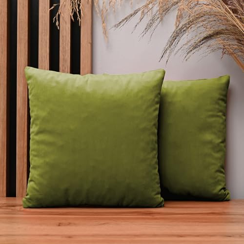 2er Set Kissenbezug 35x35 cm Oliv quadratisch - aus Samtstoff, mit Reißverschluss - dekorative Kissenbezüge für Kissen 35x35, Deko Schlafzimmer, Deko Wohnzimmer 2er Set Kissenbezug 35x35 cm Oliv quadratisch - aus Samtstoff, mit Reißverschluss - dekorative Kissenbezüge für Kissen 35x35, Deko Schlafzimmer, Deko Wohnzimmer von MG Design