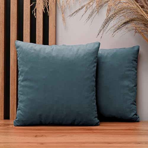 2er Set Kissenbezug 35x35 cm blau quadratisch - aus Samtstoff, mit Reißverschluss - dekorative Kissenbezüge für Kissen 35x35, Deko Schlafzimmer, Deko Wohnzimmer 2er Set Kissenbezug 35x35 cm blau quadratisch - aus Samtstoff, mit Reißverschluss - dekorative Kissenbezüge für Kissen 35x35, Deko Schlafzimmer, Deko Wohnzimmer von MG Design