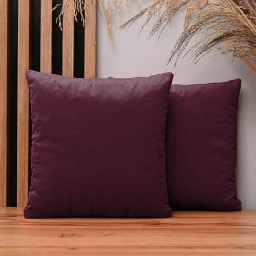 2er Set Kissenbezug 35x35 cm dunkelrot quadratisch - aus Samtstoff, mit Reißverschluss - dekorative Kissenbezüge für Kissen 35x35, Deko Schlafzimmer, Deko Wohnzimmer von MG Design