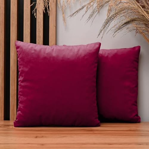 2er Set Kissenbezug 35x35 cm rot quadratisch - aus Samtstoff, mit Reißverschluss - dekorative Kissenbezüge für Kissen 35x35, Deko Schlafzimmer, Deko Wohnzimmer 2er Set Kissenbezug 35x35 cm rot quadratisch - aus Samtstoff, mit Reißverschluss - dekorative Kissenbezüge für Kissen 35x35, Deko Schlafzimmer, Deko Wohnzimmer von MG Design