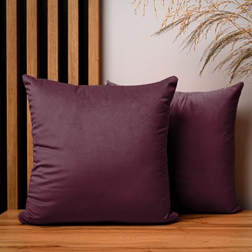 2er Set Kissenbezug 40x40 cm dunkelrot quadratisch - aus Samtstoff, mit Reißverschluss - dekorative Kissenbezüge für Kissen 40x40, Deko Schlafzimmer, Deko Wohnzimmer von MG Design