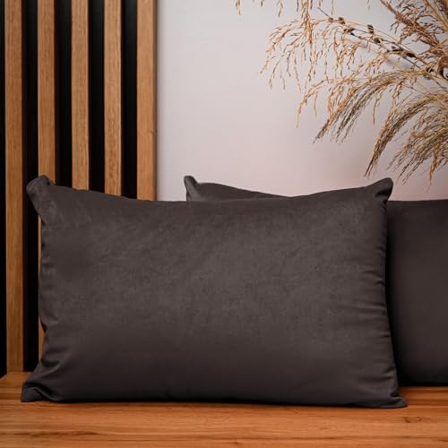 2er Set Kissenbezug 40x60 cm Dunkelbraun rechteck - aus Samtstoff, mit Reißverschluss - dekorative Kissenbezüge für Kissen 40x60, Deko Schlafzimmer, Deko Wohnzimmer 2er Set Kissenbezug 40x60 cm Dunkelbraun rechteck - aus Samtstoff, mit Reißverschluss - dekorative Kissenbezüge für Kissen 40x60, Deko Schlafzimmer, Deko Wohnzimmer von MG Design