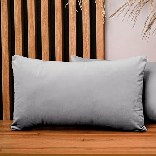 2er Set Kissenbezug 40x80 cm grau quadratisch - aus Samtstoff, mit Reißverschluss - dekorative Kissenbezüge für Kissen 40x80, Deko Schlafzimmer, Deko Wohnzimmer 2er Set Kissenbezug 40x80 cm grau quadratisch - aus Samtstoff, mit Reißverschluss - dekorative Kissenbezüge für Kissen 40x80, Deko Schlafzimmer, Deko Wohnzimmer von MG Design