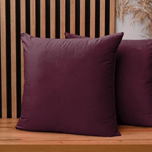 2er Set Kissenbezug 55x55 cm dunkelrot quadratisch - aus Samtstoff, mit Reißverschluss - dekorative Kissenbezüge für Kissen 55x55, Deko Schlafzimmer, Deko Wohnzimmer von MG Design